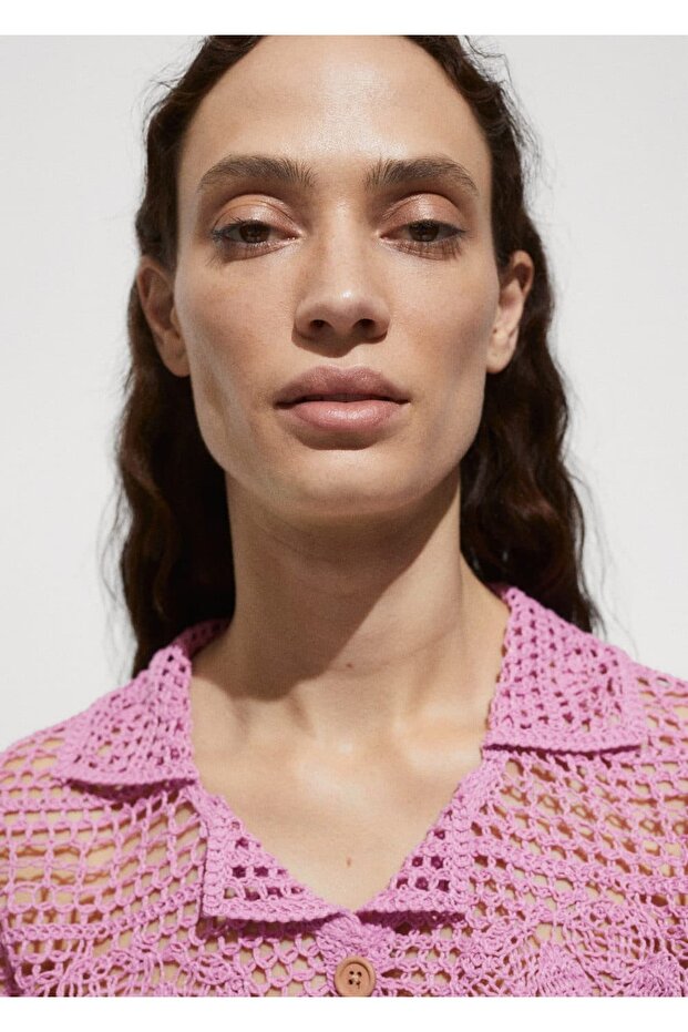 Kroşe çiçekli gömlek - 5