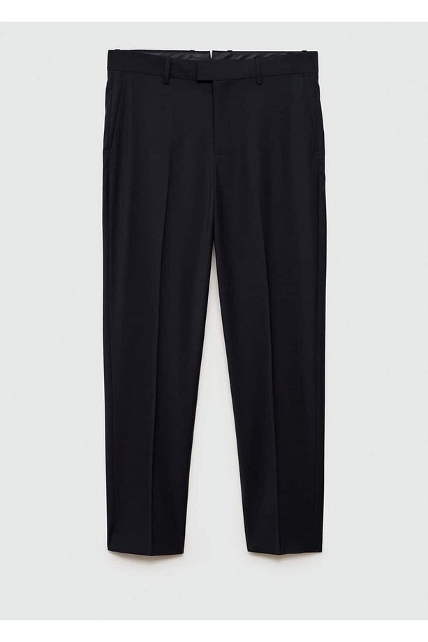 Regular kesim yün karışımı kumaş pantolon - 3