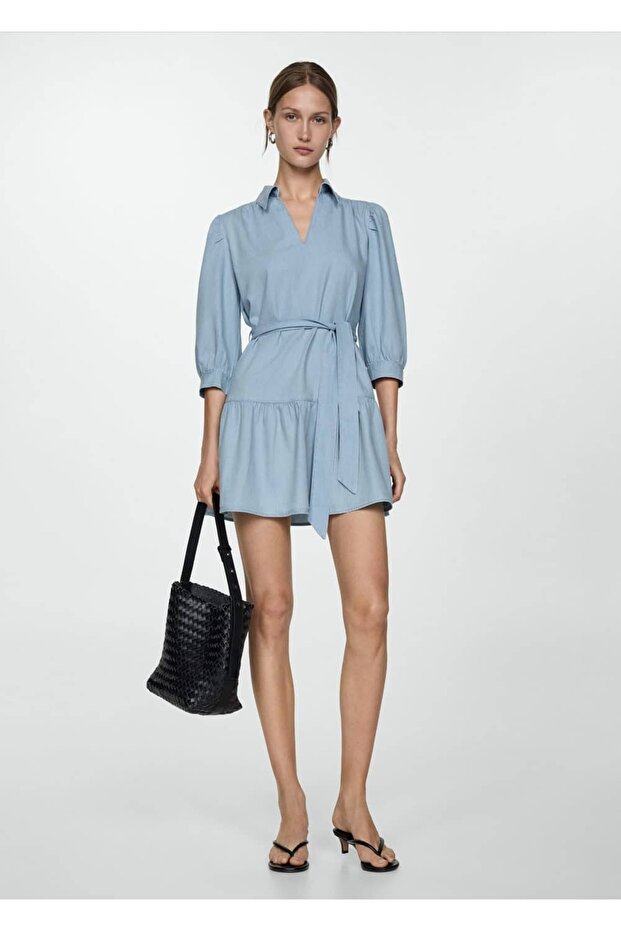 Bağ detaylı kısa elbise - 1