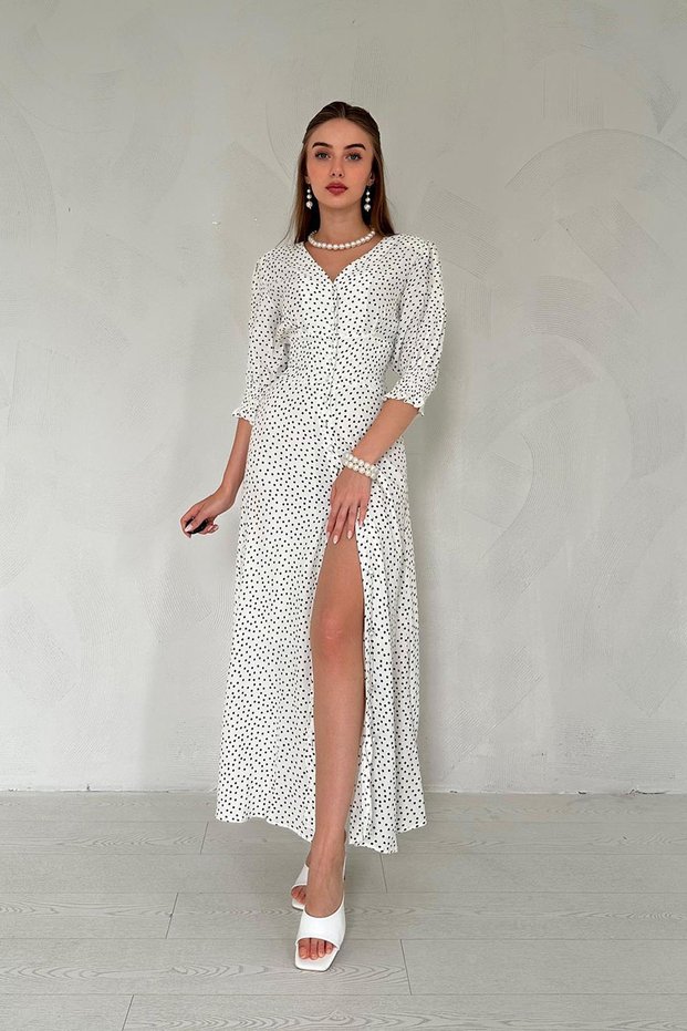 Dress with Elasticated Back Waist and Cuffs