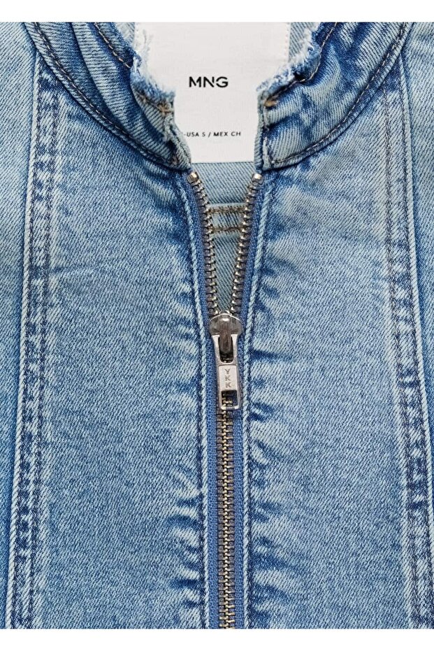 Fermuarlı denim mont - 6