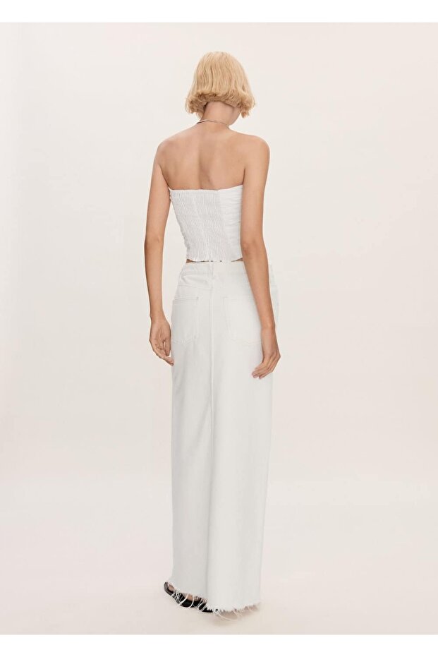 Yırtmaçlı denim etek - 4