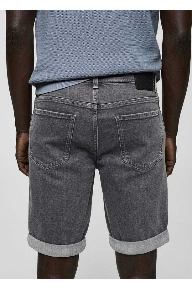 Slim fit kot bermuda şort - 5