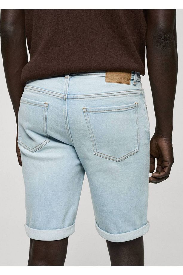 Slim fit kot bermuda şort - 6