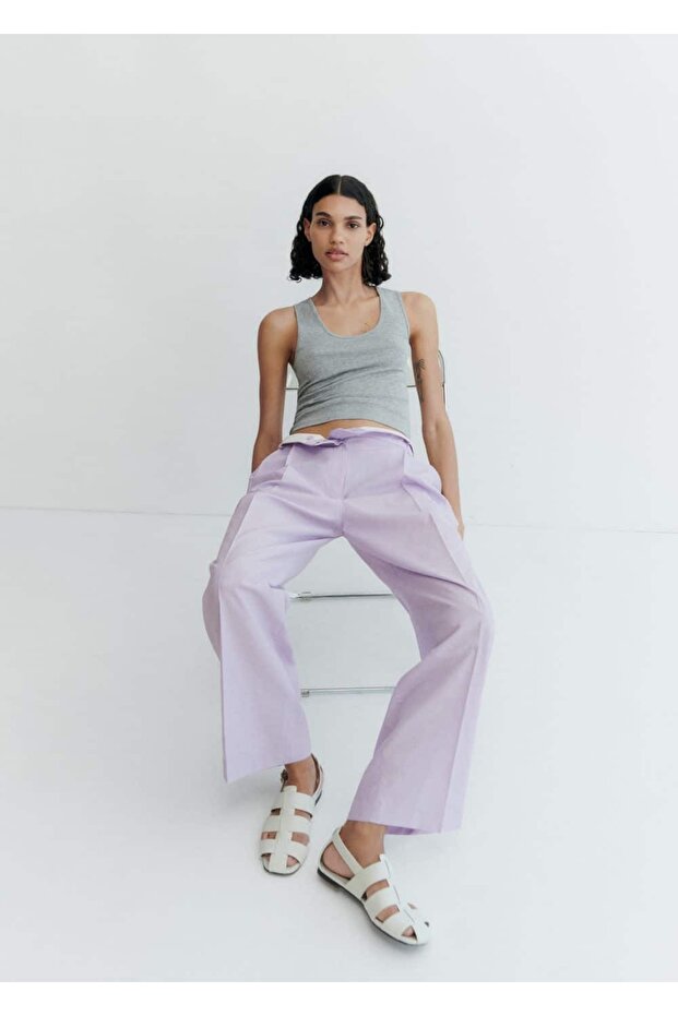 بنطال واسع الساق مخطط - 6