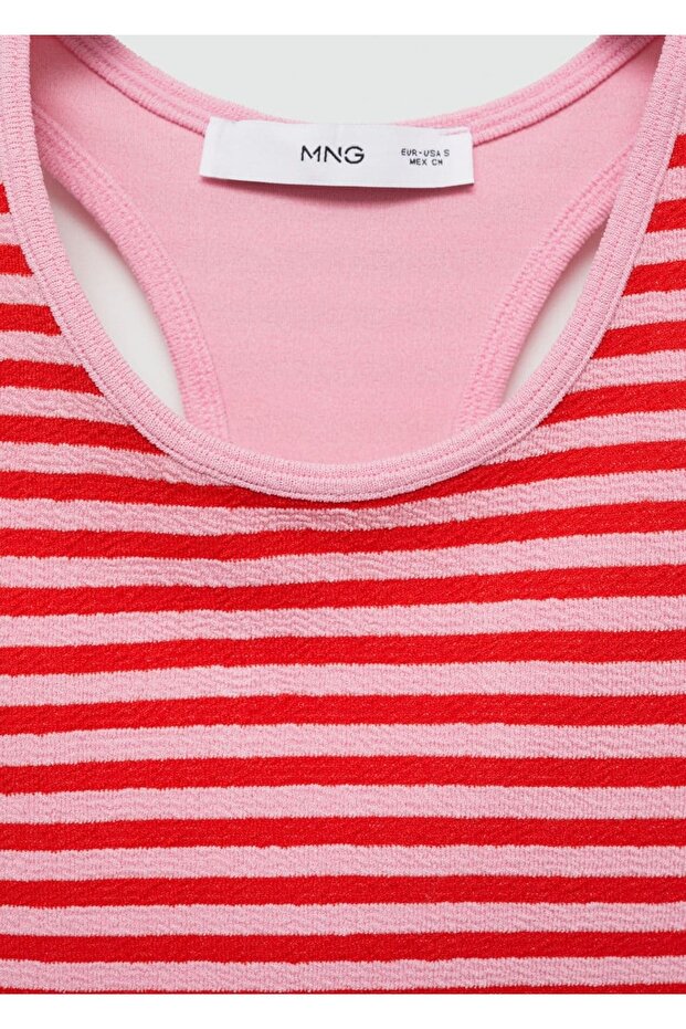 Çizgili triko bluz - 6