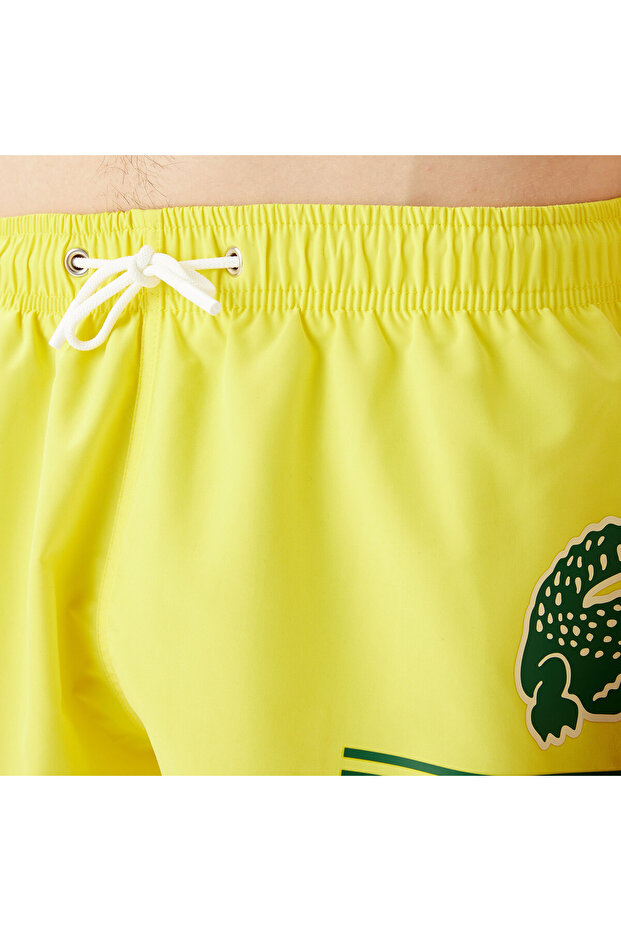 Erkek Baskılı Sarı Mayo Şort - 6