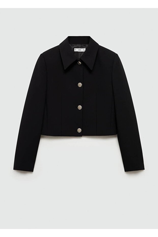 Düğmeli cropped ceket - 3