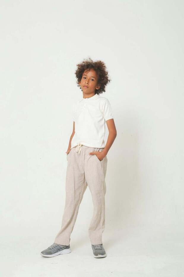 Beige Linen Trousers for Boys Ages 06-16