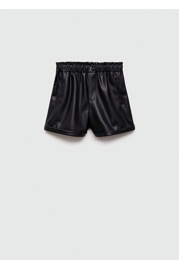 Deri Görünümlü Şort - 3