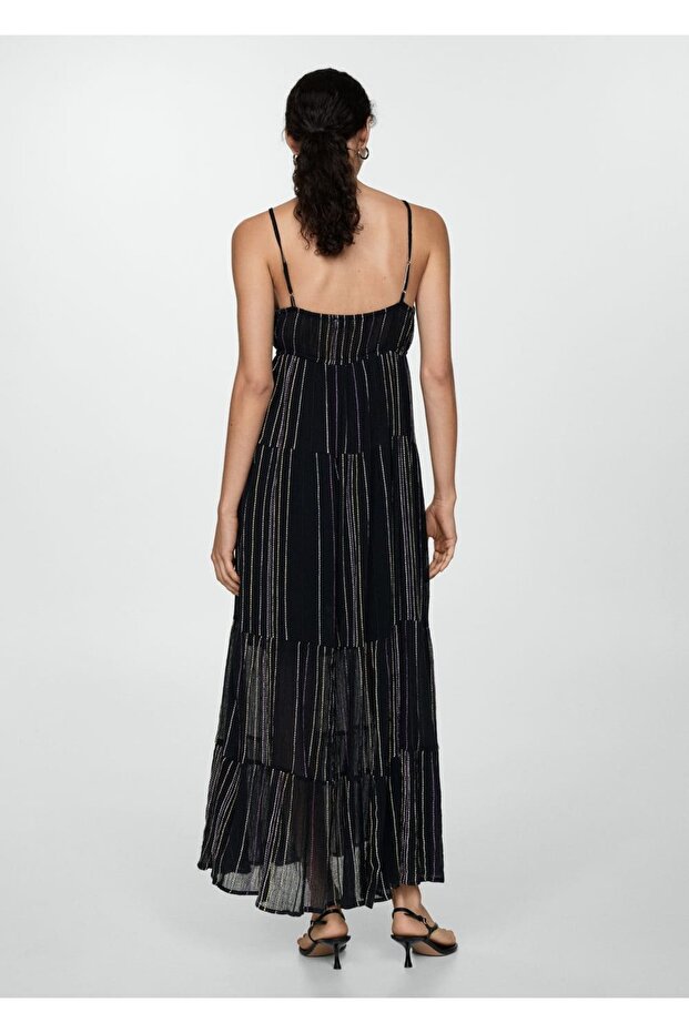 Dekoratif Dikişli Askılı Elbise - 4