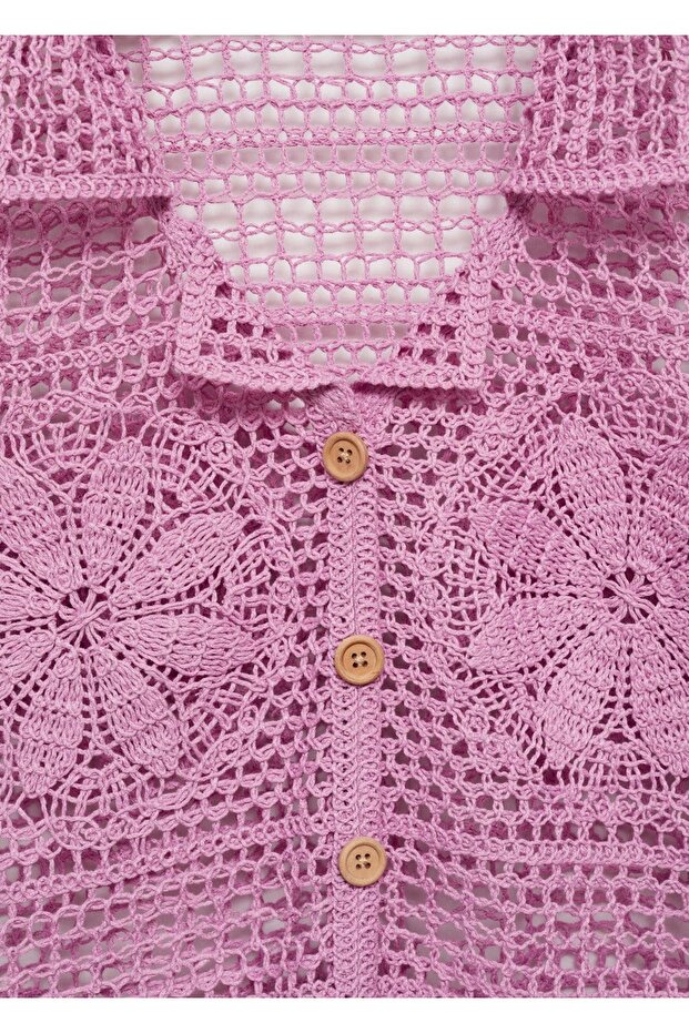 Kroşe çiçekli gömlek - 6