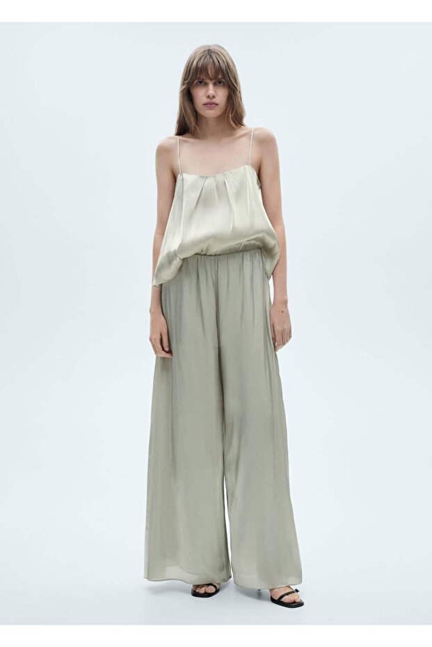 Dökümlü saten pantolon - 2