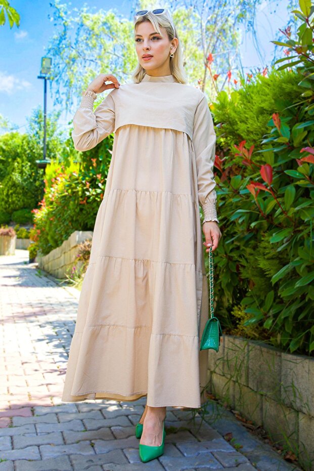 Kat Kat Elbise Bej - 5