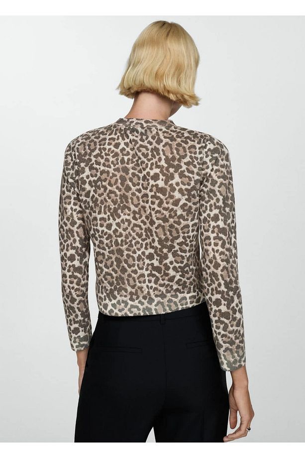 Leopar Desenli Triko Hırka - 4