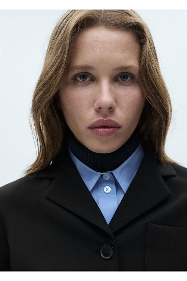 Düğmeli crop blazer ceket - 5