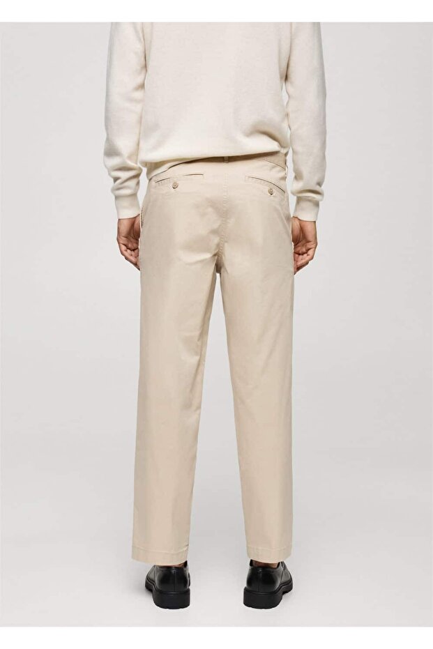 Regular kesim pilili pamuklu pantolon - 4