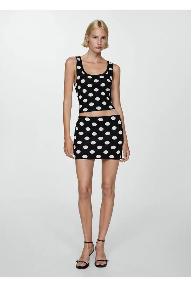 Puantiyeli Triko Bluz - 2