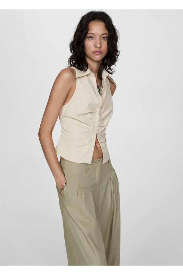 Plissierte Baumwollhose - 7