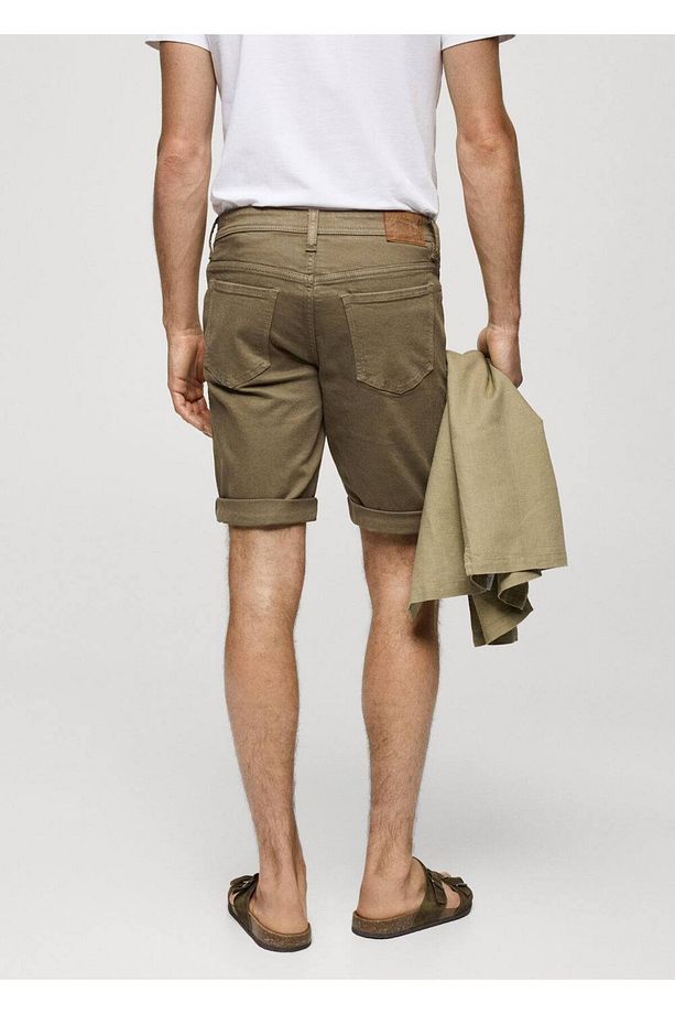 Slim fit kot bermuda şort - 4