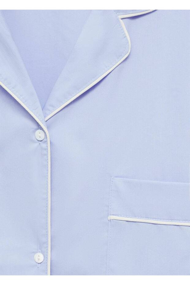 Kontrast Detaylı Pijama Gömleği - 6