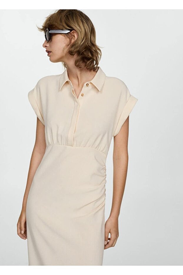 Dökümlü gömlek elbise - 1