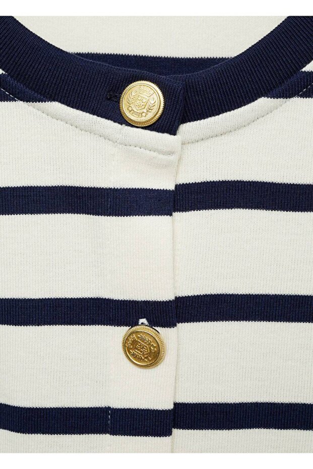 Düğmeli çizgili hırka - 5