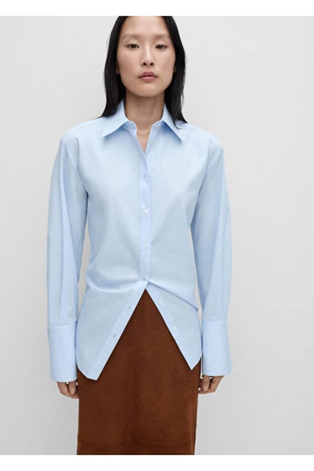 Geniş kesim poplin gömlek - 1