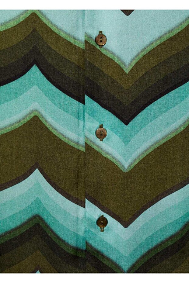 Desenli Dökümlü Gömlek - 5