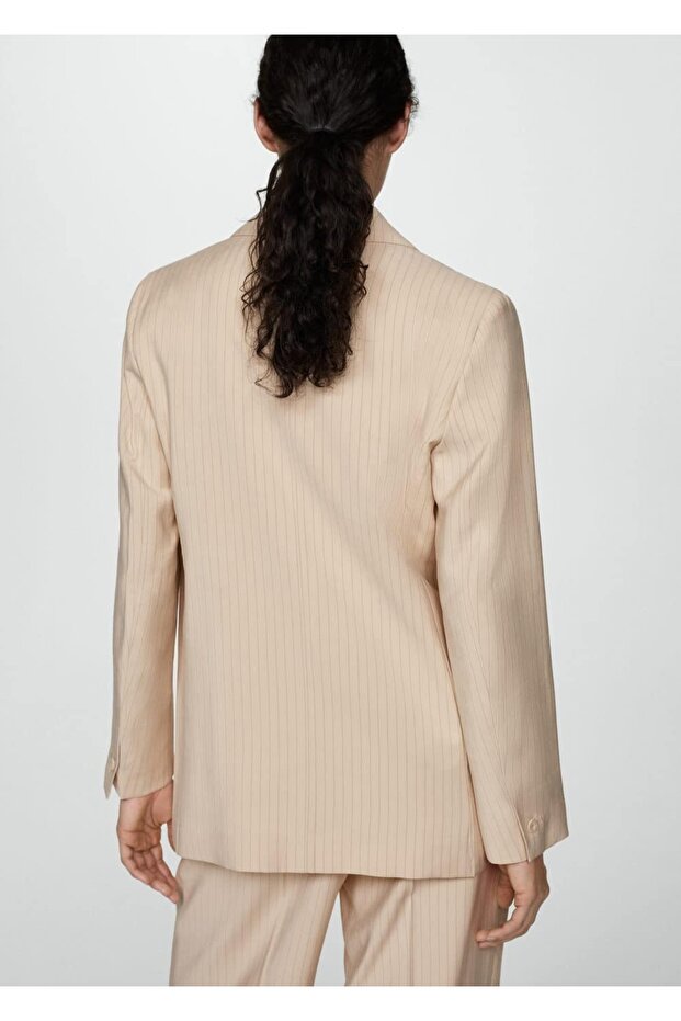 Çizgili kumaş blazer ceket - 4