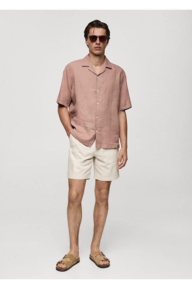 %100 keten regular kesim gömlek - 2