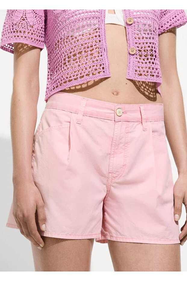 Düz kesim denim şort - 6