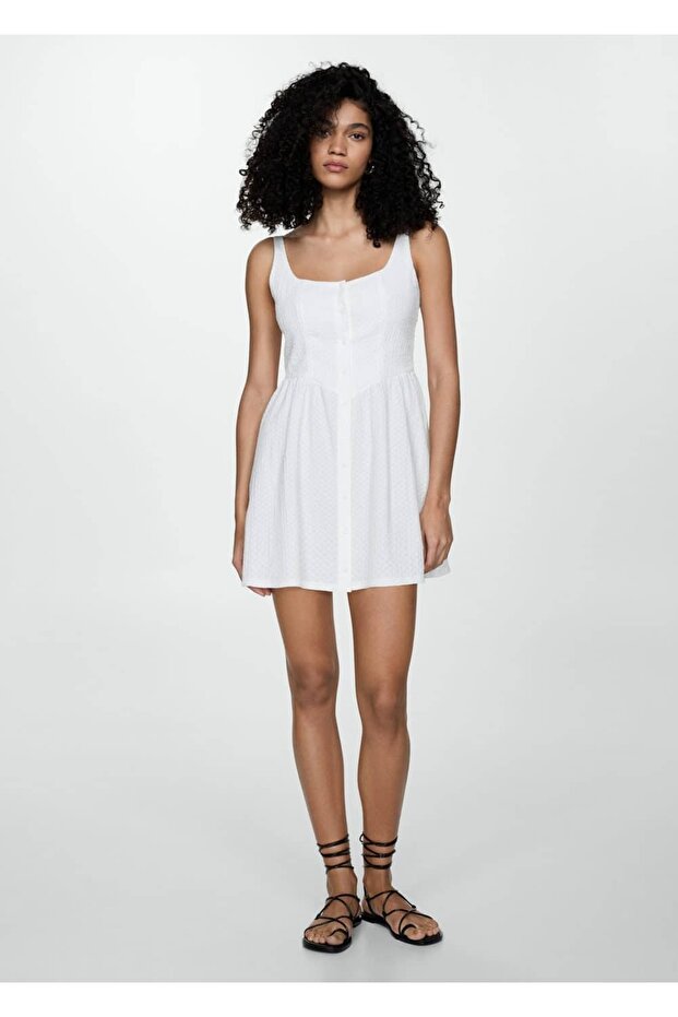 Dokulu mini elbise - 2