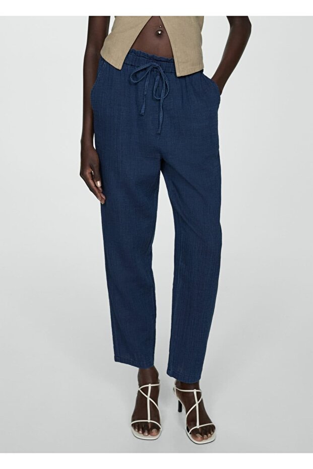 Beli elastik pamuklu pantolon - 1