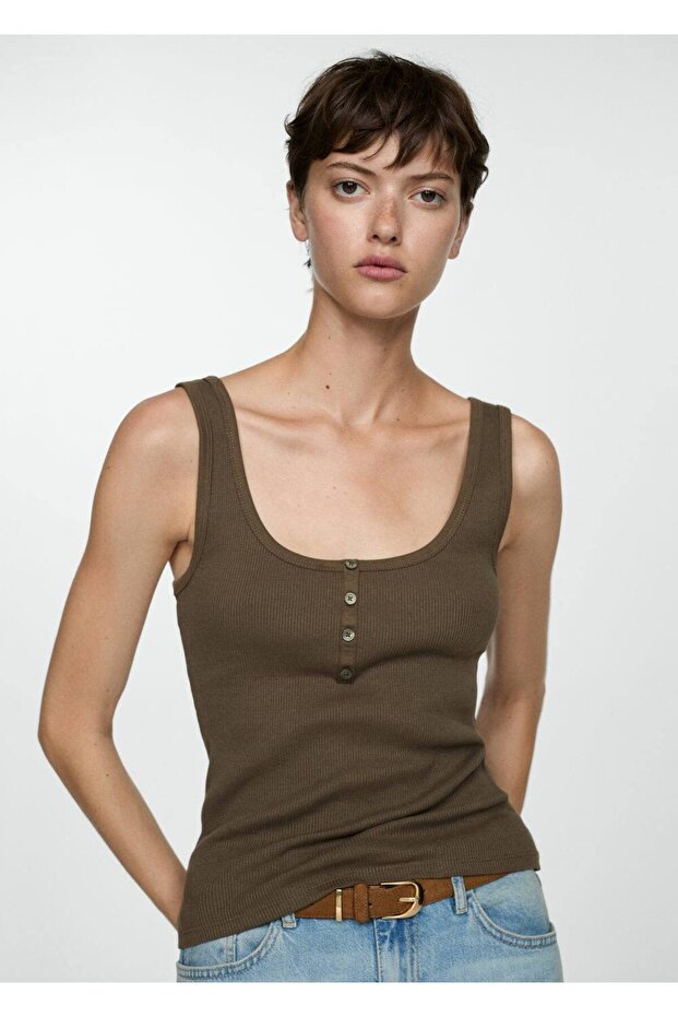 Askılı düğmeli bluz - 1