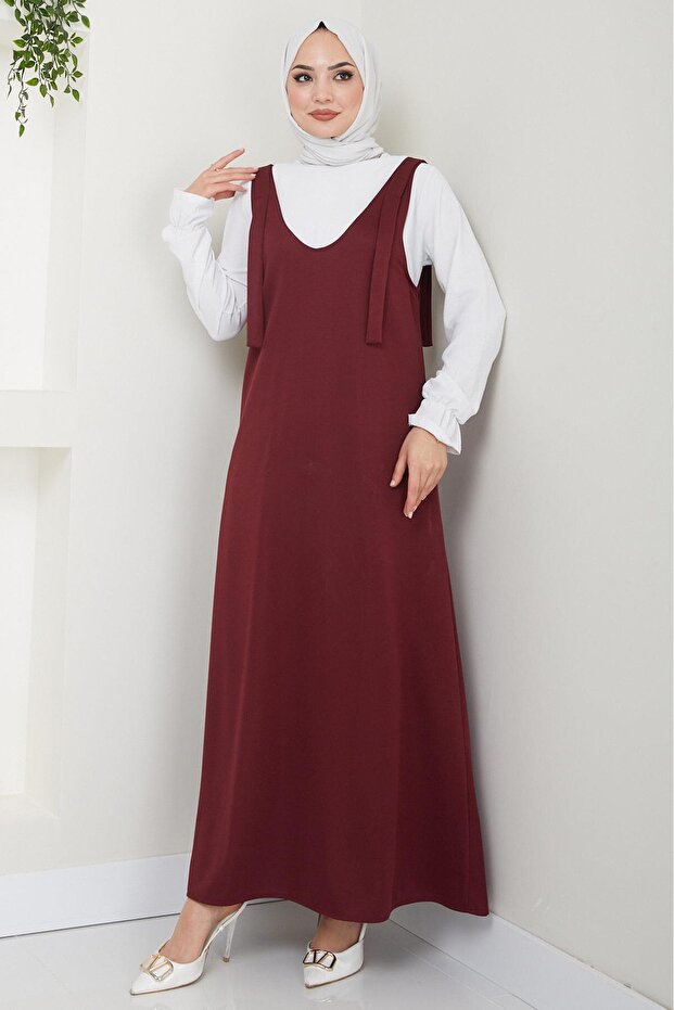 Nehir Örme Jile Elbise Bordo HM2389 - 6