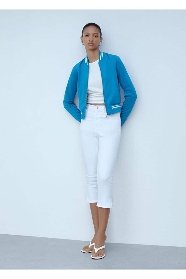 Contrast Striped Bomber Jacket - 2