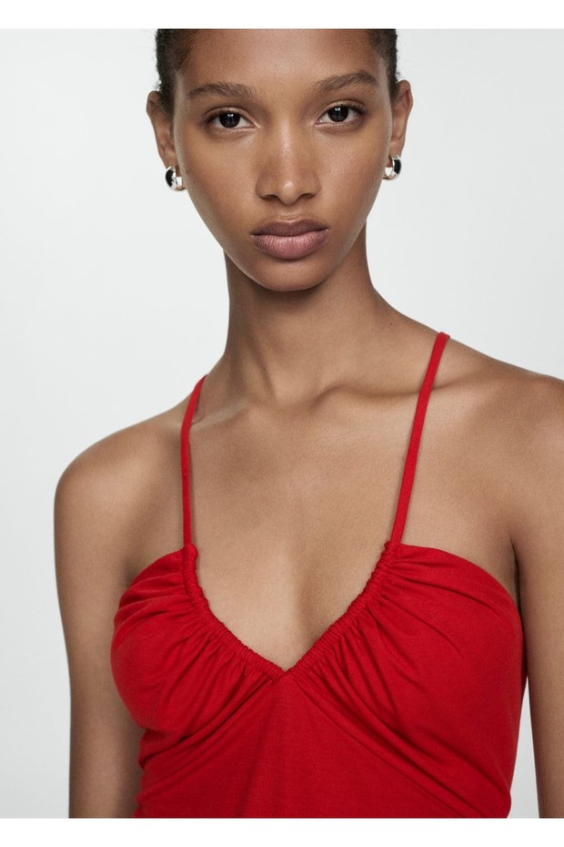 Büzgülü midi boy elbise - 4