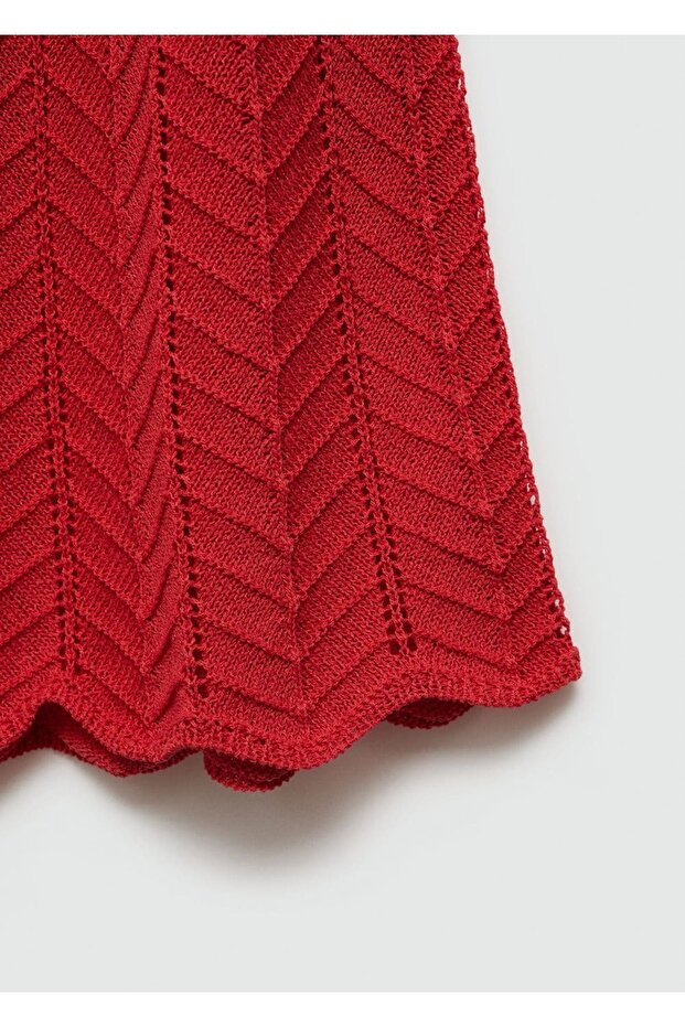 Durchbrochenes Strickkleid mit Bindedetail - 5