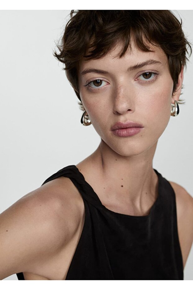 Yandan Yırtmaçlı Cupro Elbise - 7