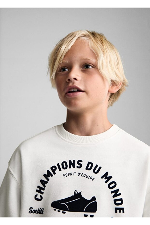 Desenli pamuklu sweatshirt - 5