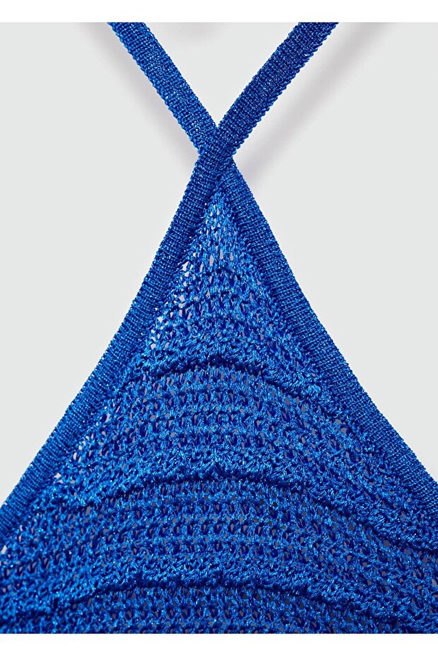 Halter Yaka Lureks Triko Elbise - 8