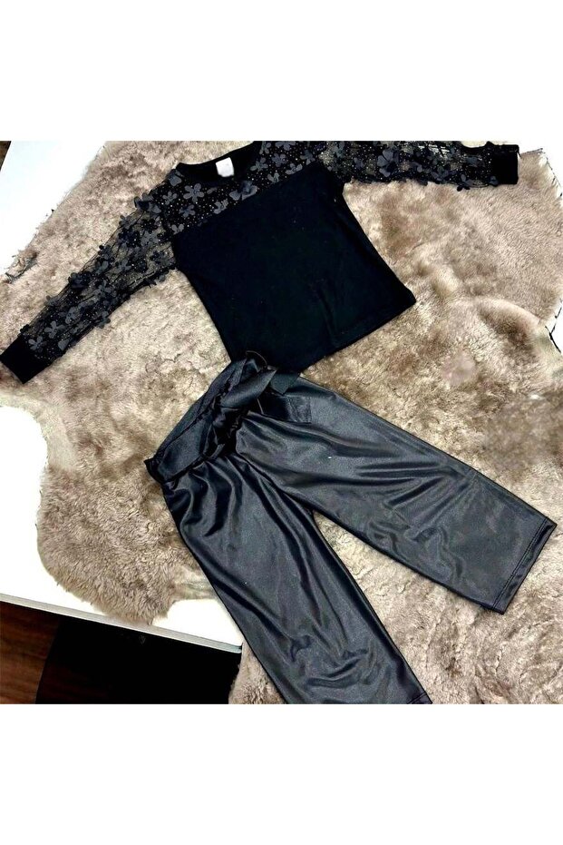 Girl's Leather Pants Set
