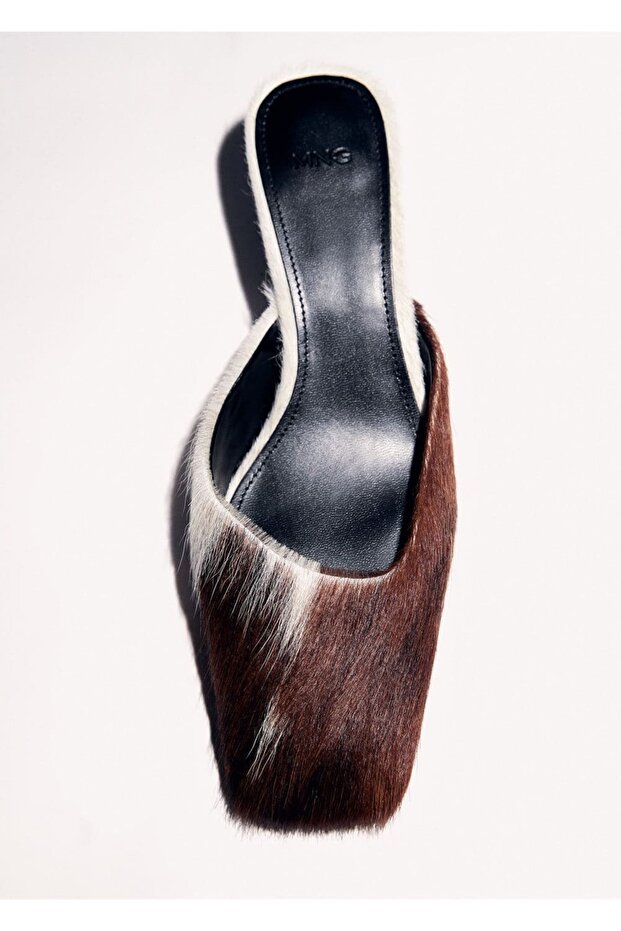 Arkası açık deri topuklu ayakkabı - 6