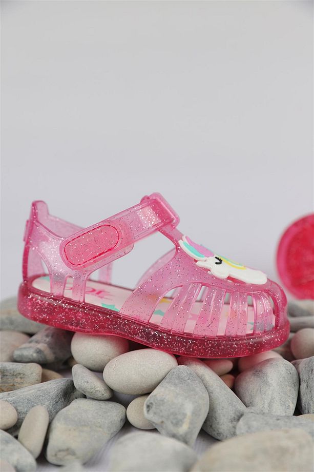 19 - 25 Numara Kız Çocuk Fuşya Tobby Gloss Unicorn Sandalet - 2