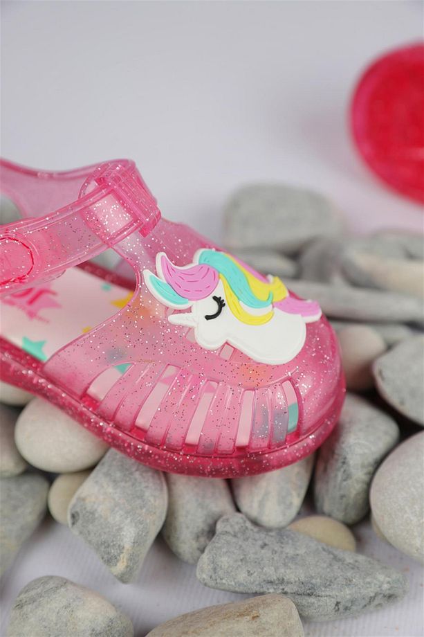 19 - 25 Numara Kız Çocuk Fuşya Tobby Gloss Unicorn Sandalet - 4