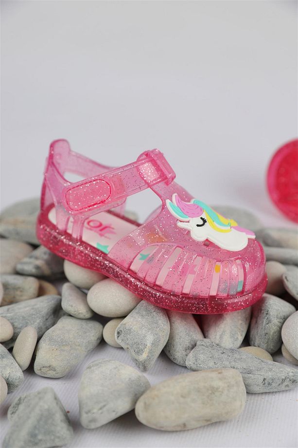 19 - 25 Numara Kız Çocuk Fuşya Tobby Gloss Unicorn Sandalet - 5