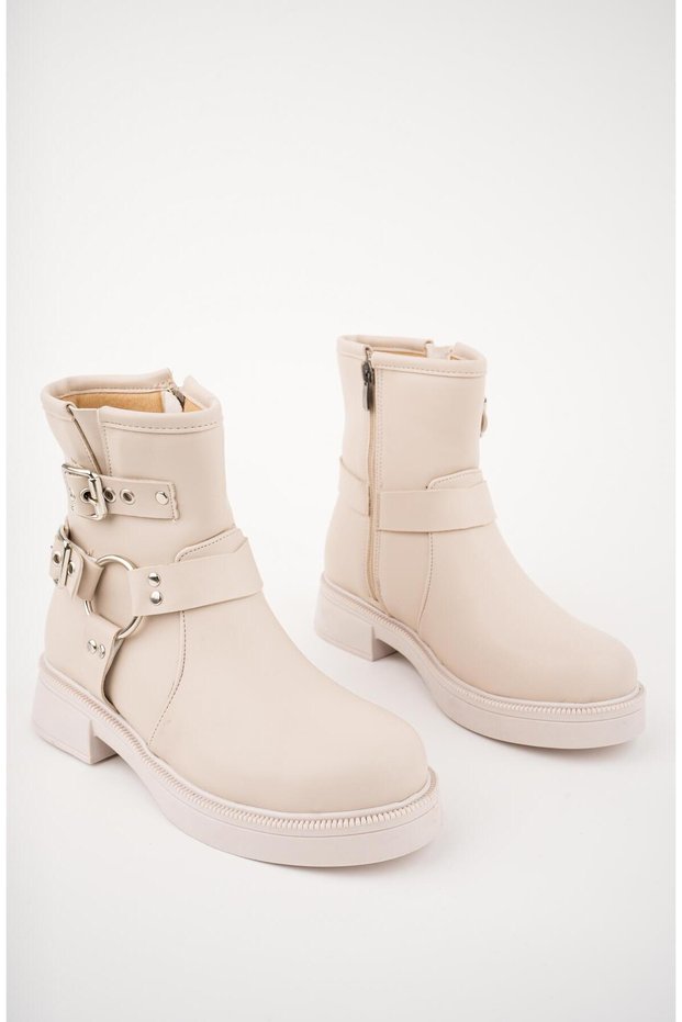 Osho Guaranteed Zippered Women's Winter Boots with Belt Detail