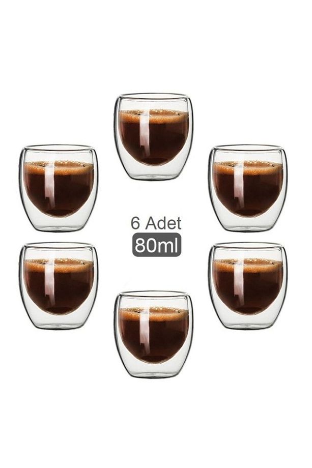 Çift Cidarlı Bardak Espresso Bardağı 6 Adet 80ml - 4