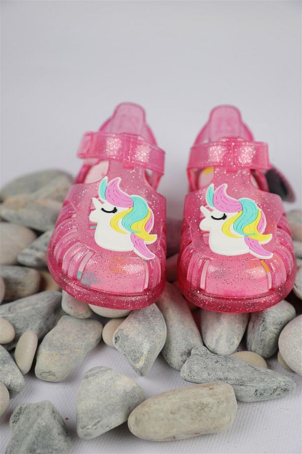 19 - 25 Numara Kız Çocuk Fuşya Tobby Gloss Unicorn Sandalet - 7